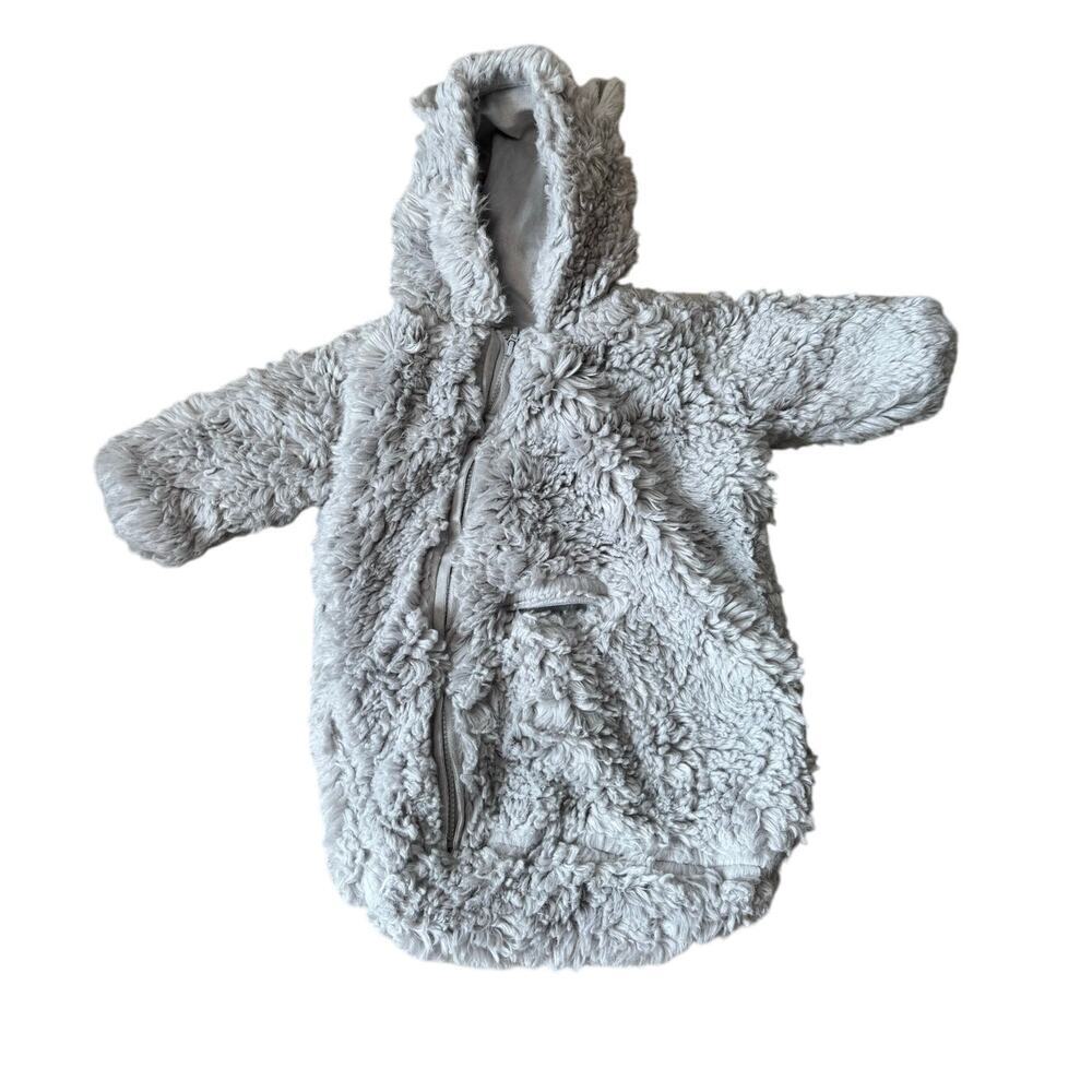 RH BABY & CHILD Baby SNOWSUIT/Bunting, Fuzzy & Soft, 0-6 Mos, GRAY, FUZZY